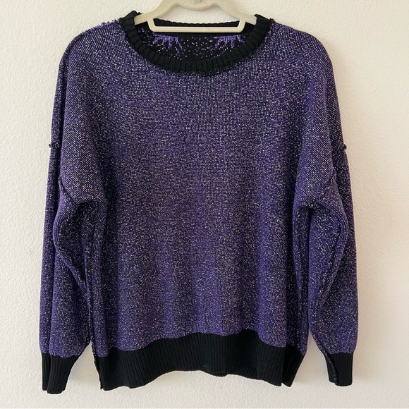 Vintage Funky Whimsygoth Metallic Reversible Grandmacore Sweater SZ L/XL - Picture 8 of 15